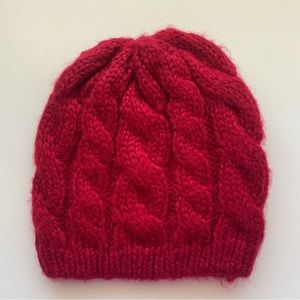 🦋 3/$15 Cable Knit Red Beanie 100% Mohair